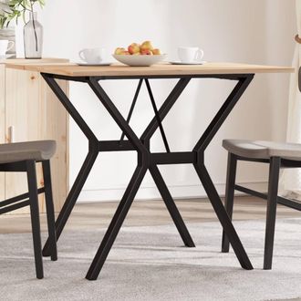 vidaXL Vidaxl - Mesa De Comedor Marco Y Madera Maciza Pino Y Acero 80x80x75 Cm