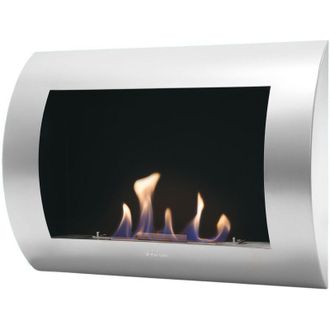 Purline Purline - Chimenea De Etanol Mural Con Panel Frontal Curvado Plata