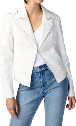 Joseph Ribkoff Studded Faux Suede Jacket In Vanilla