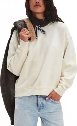 Free People Butterfly Patchwork Crewneck Sweatshirt In Indigo/ivovry