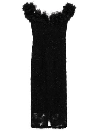 Nissa floral-detail lace midi dress - women - Polyamide/Viscose/Polyester/Spandex/Elastane - 36 - Black