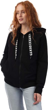 DKNY Dames/Dames Tweekleurige Logo Full Zip Hoodie (Zwart)