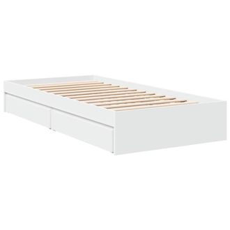 Berkfield Home Modern Bed Frame with Drawers without Mattress White 75x190 cm Sm | Size: Small Single