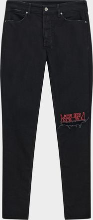 Ksubi Mens Van Winkle Laid Black Sting Skinny Jeans