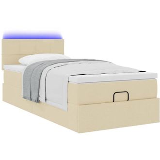 vidaXL Cama Otomana Con Colch&oacute;n De Tela Color Crema 100x200 Cm Vidaxl