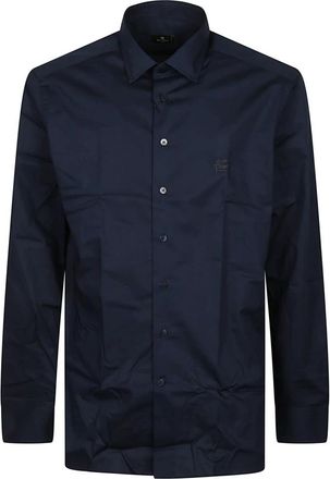Etro Long Sleeve Roma Shirt - Heren - Casual Overhemden - Blauw - L - Overhemden