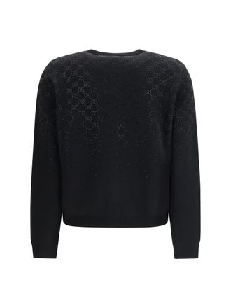 Gucci GG Crystal-Embellished Wool Cardigan - Black