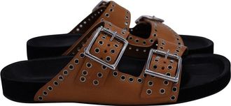 Isabel Marant Womens Leather Lennyo Eyelet-Embellished Sandal (Authentic Pre- Loved)