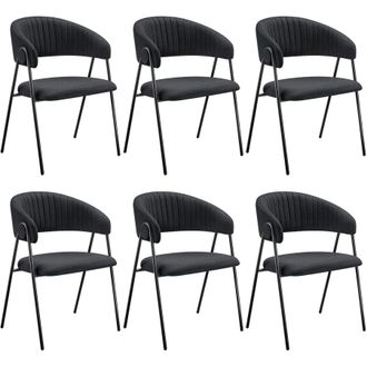 TecTake Dining Chair Bedano Set Of 6 - Black | Size: 6 Pack