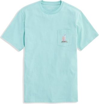 Vineyard Vines Pup and Surf Van Short Sleeve T-Shirts Mens T Shirt Mangrove Mint : 2XL, Cotton
