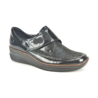 Rieker Zwart Lace Velcro DZ - Dames - Schoenen - Zwart - Maat: 37 EU