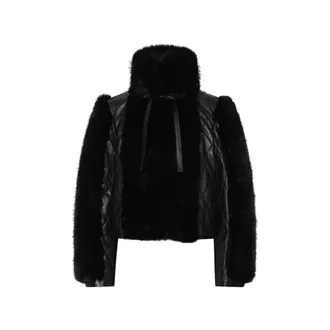Rotate Faux-fur Leather Jacket Black