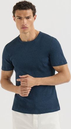 Brunello Cucinelli Denim-effect ribbed cotton jersey crew neck T-shirt in Navy Blue at Nordstrom, Size Xxx-Large
