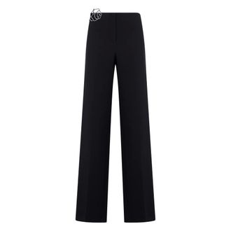 Blumarine Wide Trousers, female, Black, Size: M Straight Pants