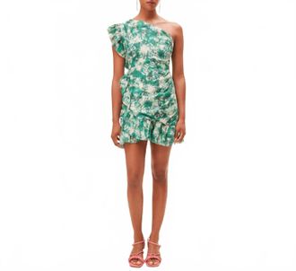 Suncoo One Shoulder Floral Dress In Green