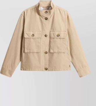 Woolrich canvas field shirt jacket stand collar