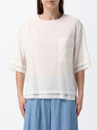 Tela Blusa a maniche corte con spalle cadute e chiusura posteriore