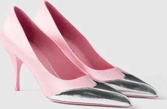 Prada Satin and metallic leather pumps