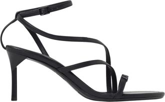 A|X Armani Exchange Schoenen, Dames, Zwart, 40 EU, Leer, Zwarte Stiletto Sandalen Elegant Ontwerp