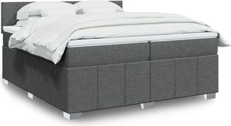 vidaXL Vidaxl - Cama Box Spring Con Colch&oacute;n Tela Gris Oscuro 200x200 Cm