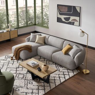 Castlery Gray Performance Fabric Left Chaise Sectional Sofa | Auburn by Castlery, Modular Lounge, Tightback Armrests, Grey