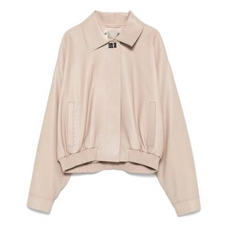 Fendi Leren Bomberjack - Dames - Jassen - Beige - Maat: XS Leer