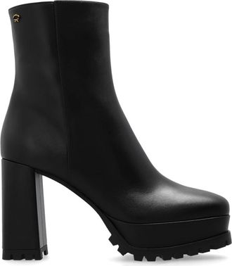 Gianvito Rossi Harlem Enkellaarzen - Dames - Laarzen met Hak - Zwart - 41 EU - Leer - Schoenen
