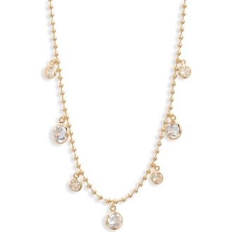 Nordstrom Scattered Bezel Cubic Zirconia Necklace in Clear- Gold at Nordstrom