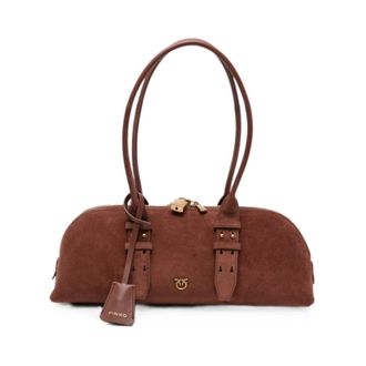 Pinko Bowling Horizontal Big - Dames - Schoudertassen - Bruin - ONE Size - Nylon - Tassen