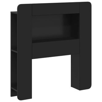vidaXL Cabecero Con Armario Negro Madera De Ingenier&iacute;a Vidaxl