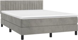 vidaXL Vidaxl - Cama Box Spring Colch&oacute;n Y Led Terciopelo Gris Claro 140x200 Cm