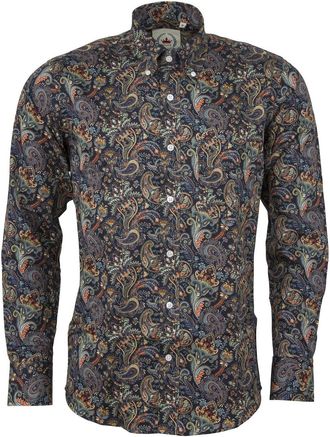 Relco Mens Paisley Shirts (UK, Alpha, 3XL, Regular, Regular, Navy)
