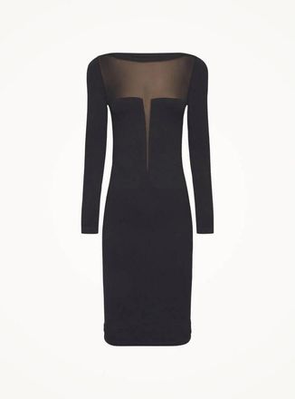 Wolford Zwarte lange mouw ondoorzichtige jurk - Dames - Casual kleedjes - Zwart - L - Wol - Kleedjes