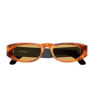 Valentino Havana Linea V Logo Recycled Acetate Cat-Eye Sunglasses