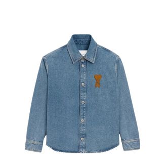 Ami Knitted ADC Denim Shirt - male - Ami Paris - Denim Shirts - Blue - XL - Shirts