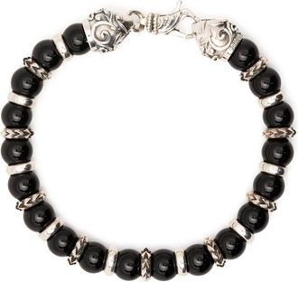 Emanuele Bicocchi Arabesque Beaded bracelet - unisex - Sterling Silver/Agate - M - Black