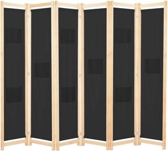 vidaXL Biombo Divisor De 6 Paneles De Tela Negro 240x170x4 Cm Vidaxl