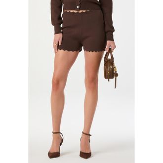 ASTR the Label Scalloped Edge Knit Shorts in Brown at Nordstrom, Size X-Small