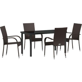 vidaXL Conjunto De Comedor De Jard&iacute;n 5 Pcs Marr&oacute;n Polirat&aacute;n Vidaxl