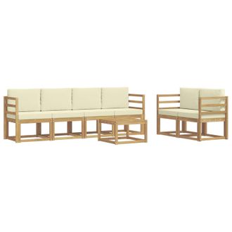 vidaXL Conjunto De Sof&aacute;s De Exterior Con Coj&iacute;n 7 Pcs Blanco Y Crema Vidaxl