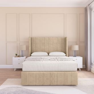 Sloomy Melbourne Coniston Bed Set, No Drawers & 54 Wingback Headboard in Cream | Size: Small Single