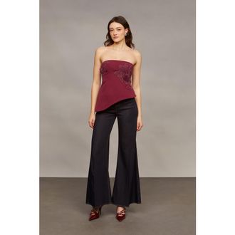 AMUR Ardell Beaded Floral Top in Pinot Noir at Nordstrom, Size 10