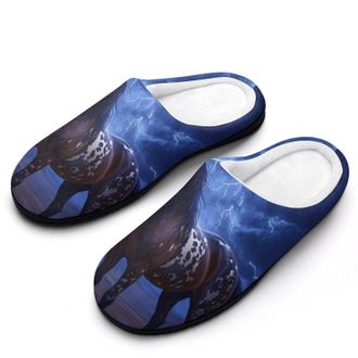 Generic Horse Thunder Mens House Slippers Memory Foam Washable Cotton Slip on Home Shoes