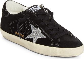 Golden Goose Super-Star Low Top Sneaker in Black/Silver at Nordstrom, Size 12Us