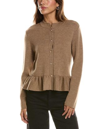 Bruno Magli Merino Wool Peplum Sweater Jacket