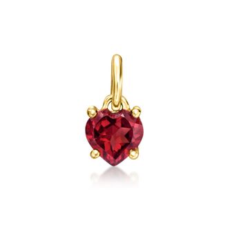 RS Pure by Ross-Simons Garnet Heart Charm in 14kt Yellow Gold