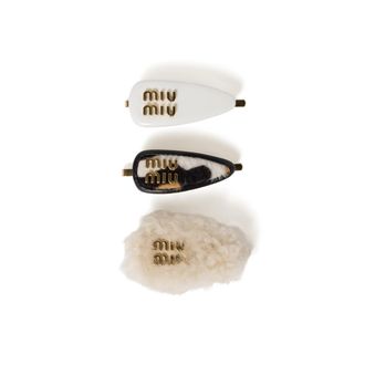 Miu Miu Hair Clip Set, Woman, White