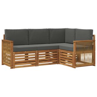 vidaXL Juegos De Sof&aacute;s Con Coj&iacute;n 4 Pcs Madera De Acacia S&oacute;lida Vidaxl