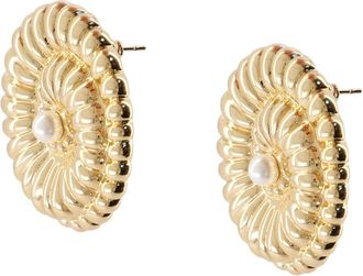 Self Portrait Womens Pearl Shell Earrings Self Portrait Metal Gold Jewelry-Watches