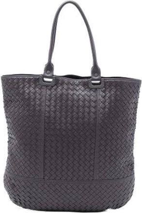 Bottega Veneta Pre-owned Tote Bags, female, Purple, Size: ONE SIZE Pre-owned Woven Nappa Tote